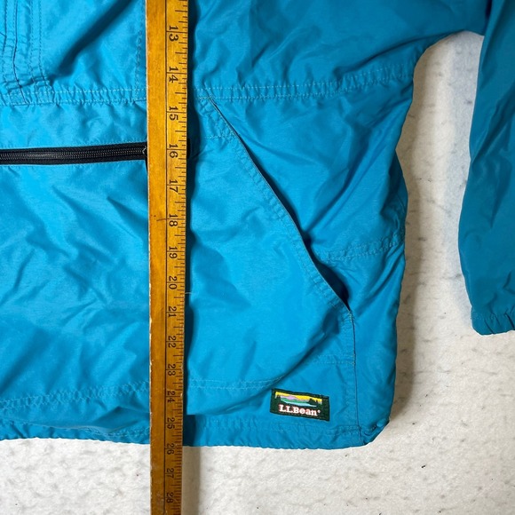 Vintage LL Bean Womens Medium Anorak Windbreaker Jacket Blue Teal Half Zip USA - Picture 7 of 9